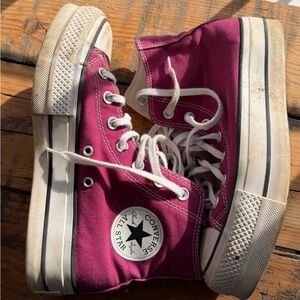Converse High-Tops in Deep Magenta with White Accents
